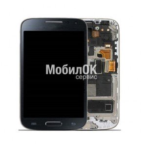Дисплей для Samsung I9190 Galaxy S4 mini/I9192/I9195 синий, с тачскрином и рамкой
