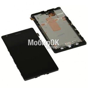 Дисплей для Nokia 1520 Lumia черный, с тачскрином и рамкой