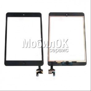 Сенсорный экран для Apple iPad Mini/Mini 2 черный, со шлейфом, микросхемами и кнопкой меню (A1432)