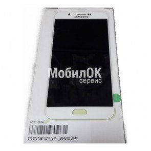 Дисплей для Samsung A800F Galaxy A8 белый, оригинал (GH97-17696A)