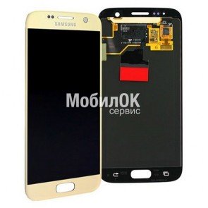 Дисплей для Samsung G930F Galaxy S7 золотой, оригинал (GH97-18523C)