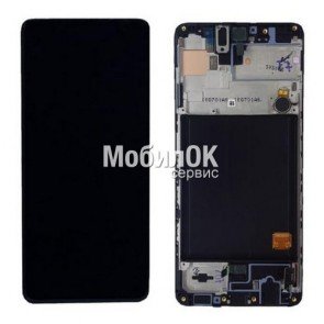 Дисплей для Samsung A515F Galaxy A51 черный, с рамкой, оригинал (GH82-21669A)