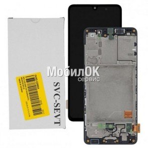 Дисплей для Samsung A415F Galaxy A41 черный, с рамкой, оригинал (GH82-22860A)