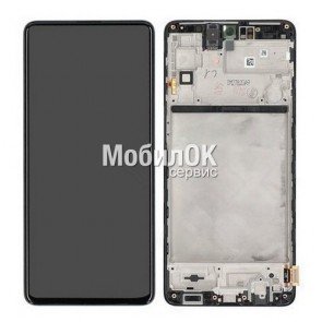 Дисплей для Samsung M515F Galaxy M51 черный, с рамкой, оригинал (GH82-23568A)