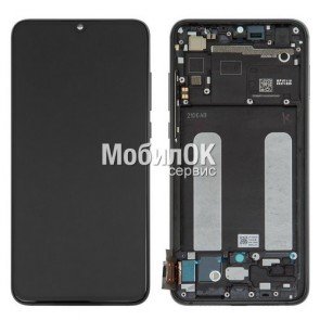 Дисплей для Xiaomi Mi9 Lite черный, в сборе с тачскрином и рамкой, оригинал (Amoled) (560610118033)