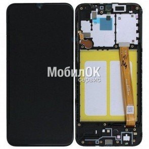 Дисплей для Samsung A202F Galaxy A20e/Samsung A102U A10e черный, с тачскрином и рамкой