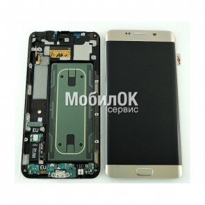Дисплей для Samsung G928 Galaxy S6 EDGE+ золотистый, оригинал, в сборе (GH97-17819A)