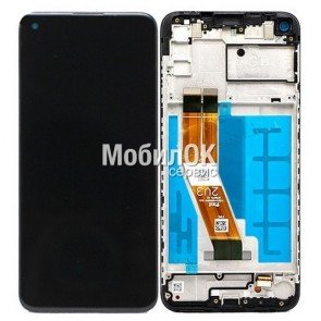 Дисплей для Samsung A115F Galaxy A11/M115F Galaxy M11 черный, с тачскрином и рамкой