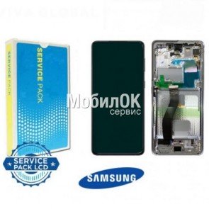 Дисплей для Samsung G998 Galaxy S21 Ultra Phantom Black в сборе с рамкой, оригинал (GH82-24591A)