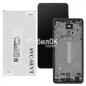 Дисплей для Samsung A525F/A526B/A528B Galaxy A52 черный, с рамкой, оригинал (GH82-25524A)