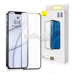 Ударопрочное защитное 3D стекло Baseus для Apple iPhone 13 Pro Max/14 Plus черное (2шт./бампер)