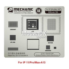 BGA трафарет для Apple iPhone CPU Wi-Fi Ref IC (A13) 11/11 Pro/11 Pro Max Mechanic iMove 06