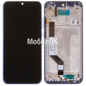 Дисплей для Xiaomi Redmi Note 7 синий, в сборе с тачскрином и рамкой, оригинал (5610100140C7)