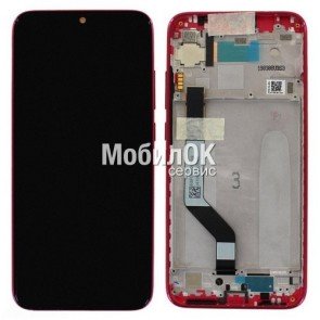 Дисплей для Xiaomi Redmi Note 7 красный, в сборе с тачскрином и рамкой, оригинал (5609100030C7)