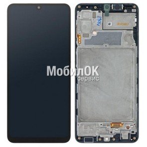 Дисплей для Samsung A225F Galaxy A22 черный, с рамкой, оригинал (GH82-25944A)