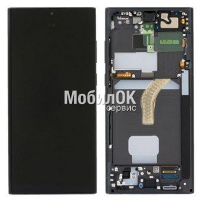 Дисплей для Samsung S908B Galaxy S22 Ultra Phantom Black в сборе с рамкой, оригинал (GH82-27488A)