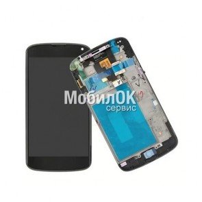 Дисплей для LG E960 Nexus 4 черный, с тачскрином и рамкой
