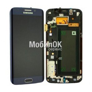 Дисплей для Samsung G925F Galaxy S6 EDGE черный, в сборе с рамкой, оригинал (GH97-17162A)