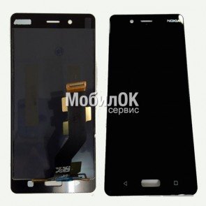 Дисплей для Nokia 8 Dual Sim черный, с тачскрином (TA-1012/TA-1004)