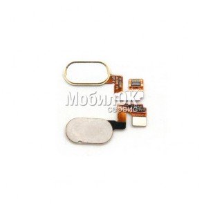 Шлейф для Meizu M3 Note кнопки меню, белый пластик, золотистый обод, 14 pin (L681H)