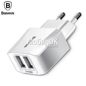 С.з.у. Baseus Mini Dual-U, 2 USB порта 2.1A, Quick Charge (CCALL-MN02) белое