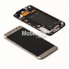 Дисплей для Samsung G925F Galaxy S6 EDGE золотой, оригинал (GH97-17162C)