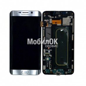 Дисплей для Samsung G928 Galaxy S6 EDGE+ серебристый, оригинал, в сборе (GH97-17819D)